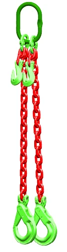 Afbeelding Ketting tweesprong Grade 100 met veiligheidshaak en inkorthaak 4m 6 mm