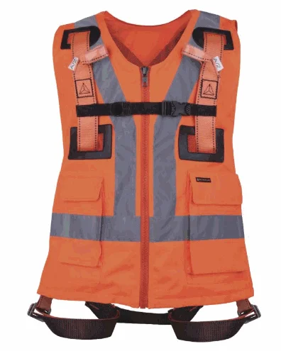 Afbeelding 2 puntsharnas met gilet fluo oranje