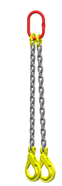 Afbeelding Ketting tweesprong Grade 80 met veiligheidshaak 1m 6 mm