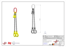 Afbeelding Ketting tweesprong Grade 80 met veiligheidshaak en inkorthaak 2m Dia.13 mm