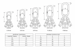 Afbeelding Ultra ophangring voor vier lengen met geïntegreerde inkorthaak Sjorketting 10 mm Grade 100 8000 kg