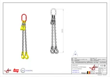 Afbeelding Ketting tweesprong Grade 80 met haak klep en inkorthaak 3m Dia.13 mm