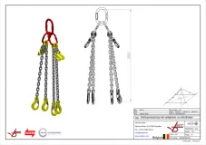 Afbeelding Ketting viersprong Grade 80 met haak klep en inkorthaak 2.5m 6 mm