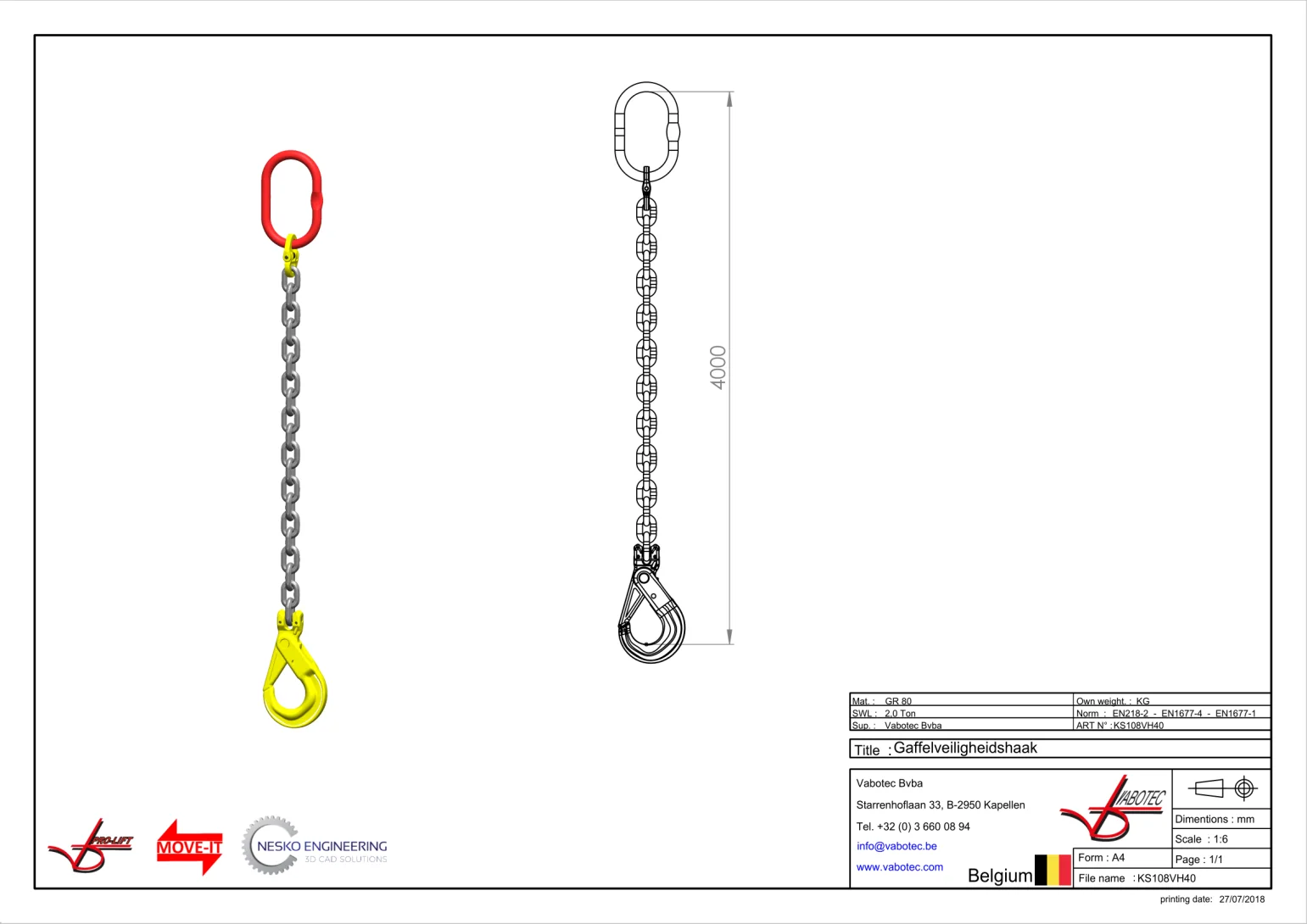 Afbeelding Kettingleng Grade 80 met veiligheidshaak 4m 6 mm
