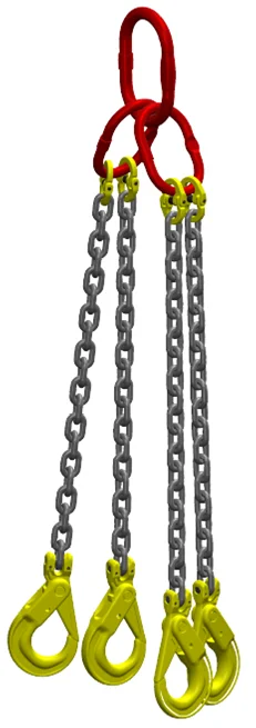 Afbeelding Ketting viersprong Grade 80 met veiligheidshaak 2m 6 mm