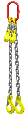 Afbeelding Ketting tweesprong Grade 80 met haak klep en inkorthaak 5m 6 mm