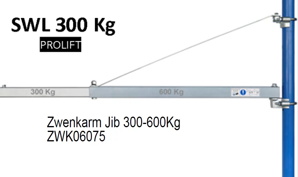 Afbeelding Zwenkarm 750 mm-600 kg/1250 mm 300 kg met ophangpunten easy Fix