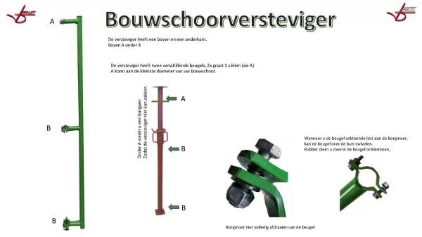 Bouwschoorversteviger tot 300 kg op 850 mm.