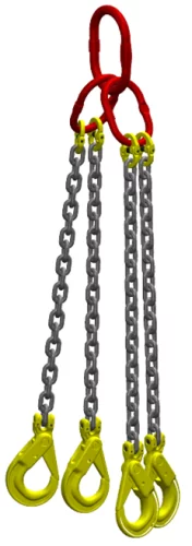 Ketting viersprong Grade 80 met veiligheidshaak 1.5m 6 mm