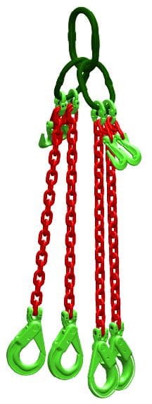 Kettingviersprong: G100 Voorzien van zelfsluitende haak en inkorthaak 4m Dia.10mm