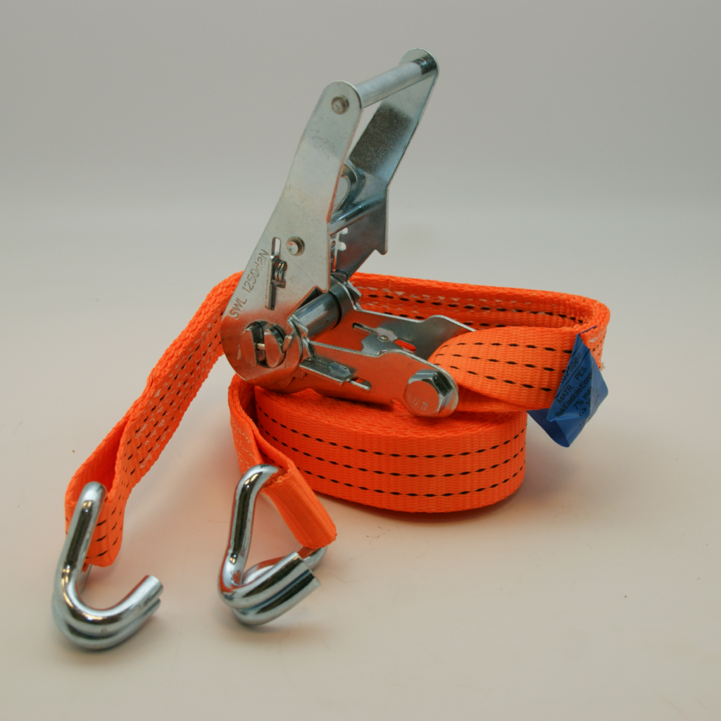 Sjorband: Spanband smalle haak oranje, 35mm 1250daN 6m