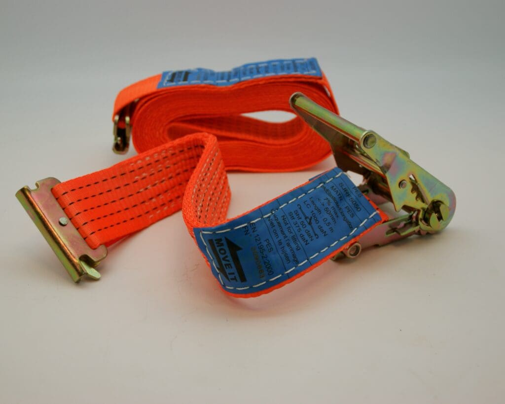 Sjorband: Spanband 2-delig met railfitting, 50mm 2000daN 7M