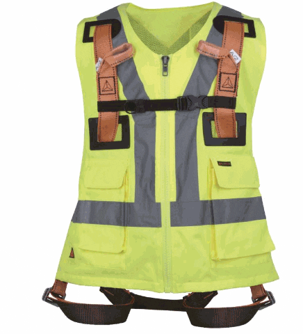 2 puntsharnas met gilet - geel fluo