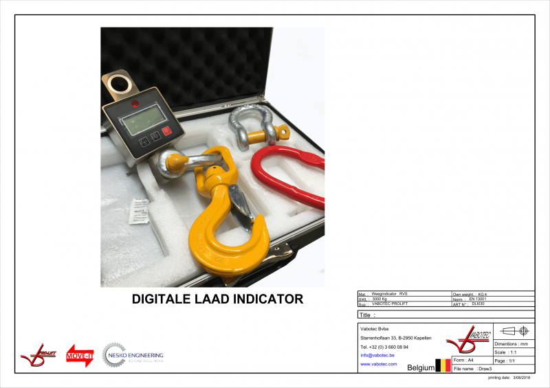 Weeghaak : Digitale laad indicator indicatieve weegschaal voor mobiele hijswerktuigen 2000 kg