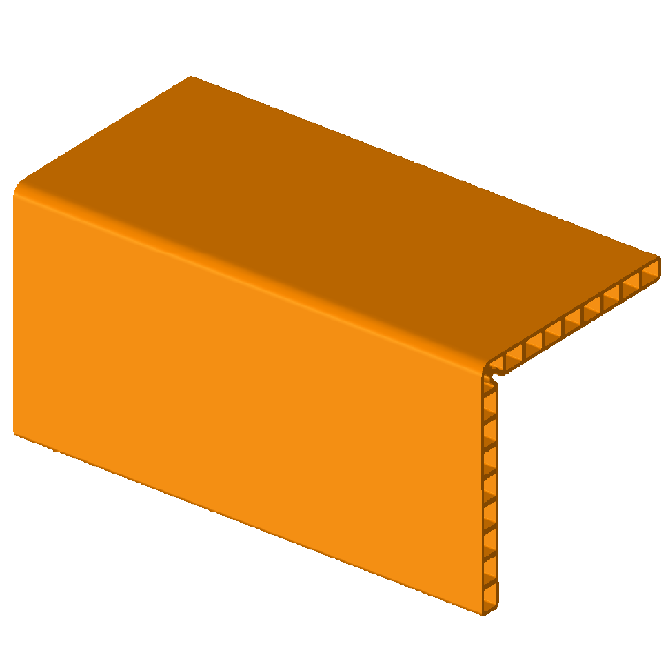 Sjorband 1: Hoekbesch. Kunst Poly oranje LENGTE VAN 5,8 m 190 X 190MM Versnijdbaar naar gewenste lengte