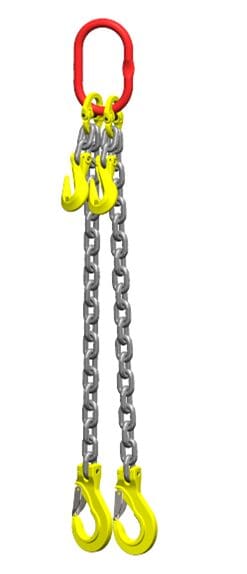 Ketting tweesprong : G80 Voorzien van haak met klep en inkorthaak 2.5m Dia.13mm