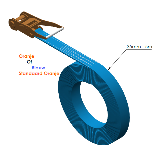 Sjorband: Spanband eindloos oranje, 35mm 2500daN 5m