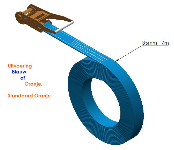 Sjorband: Spanband eindloos oranje, 35mm 2500daN 7m