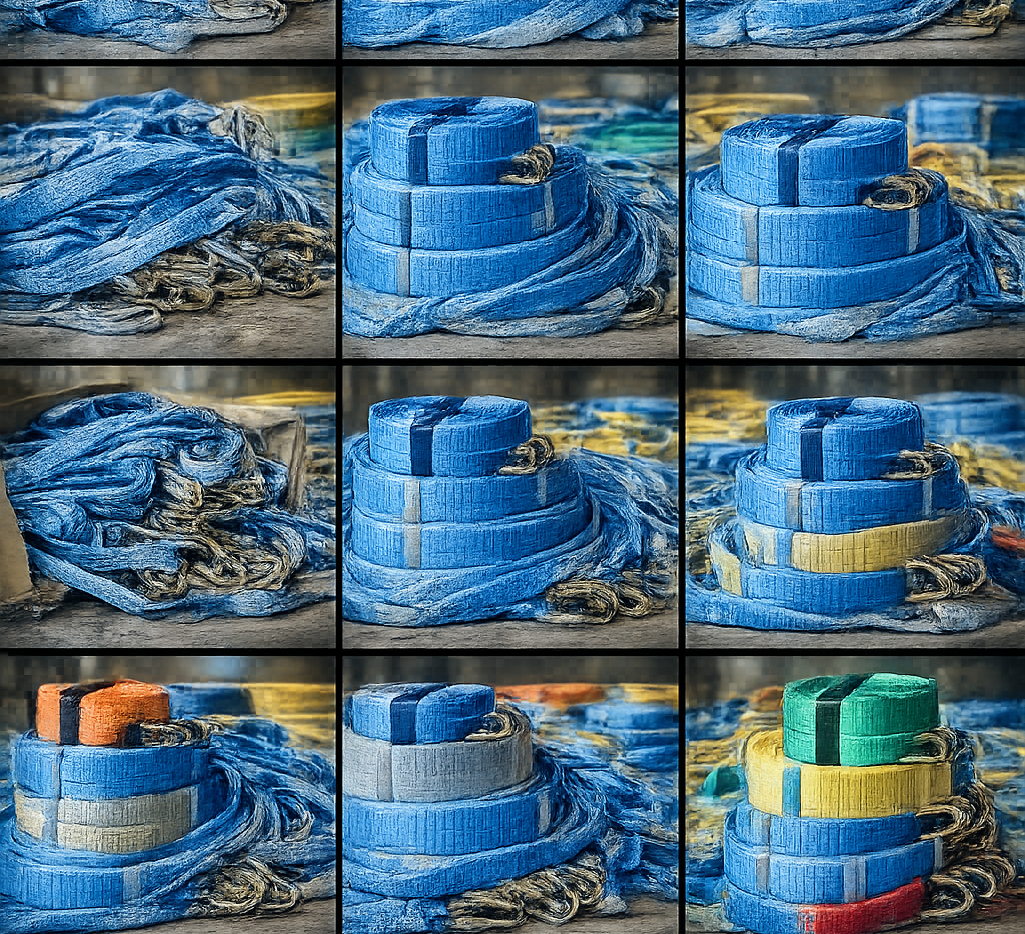 Sjorband 1: Band per meter / rol 100 meter 25mm 500 daN LC 1500daN MBL BLEU