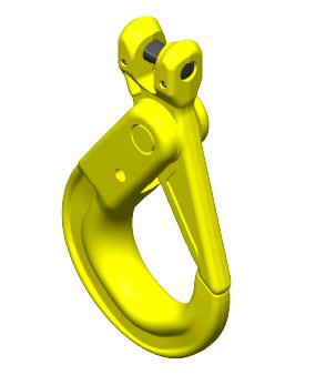 Haken: Veiligheidshaak, zelfsluitend, voorzien van een gaffel om ketting te monteren. Gaffelveiligheidshaak, G80- 10mm 3150 kg