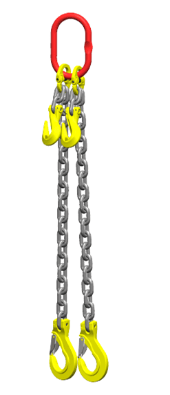 Ketting tweesprong : G80 Voorzien van haak met klep en inkorthaak, 3.5m Dia.6mm