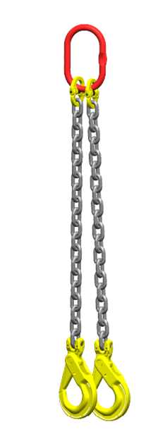 Ketting tweesprong : G80 Voorzien van zelfsluitende haak, veiligheidshaak, 4m Dia.8mm