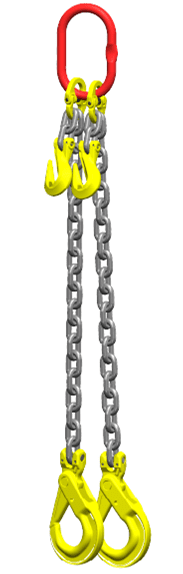 Ketting tweesprong : G80 Voorzien van zelfsluitende haak, veiligheidshaak en inkorthaak, 3.5m Dia.6mm