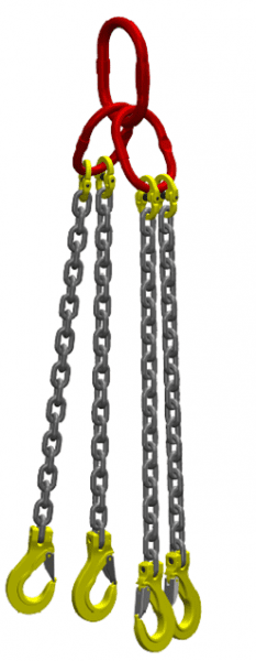 Kettingviersprong : G80 Voorzien van haak met klep en inkorthaak 3m Dia.10mm