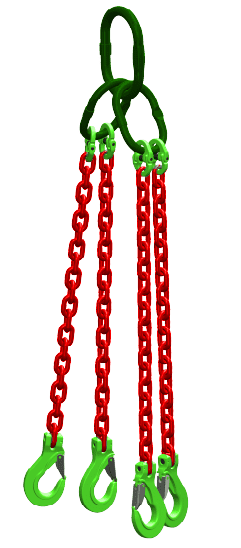 Kettingviersprong: G100 Voorzien van haak met klep, 1m Dia.10mm