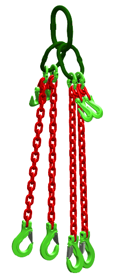 Kettingviersprong: G100 Voorzien van haak met klep en inkorthaak1m Dia.6mm